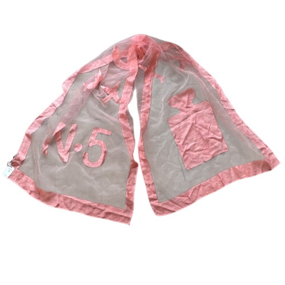 Chanel Chanel No 5 Sheer Coral Silk Organza Scarf or Wrap Size OS NWT - Picture 7 of 16